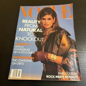 VOGUE MAGAZINE OCTOBER 1990 CINDY CRAWFORD DEMARCHELIER Worn Condition